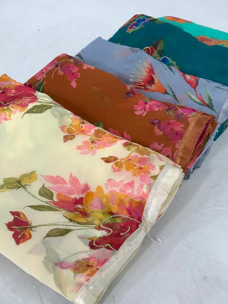 Lt Nalanda Silk Fancy Casual Wear Georgette with Floral Printed Sarees Collection